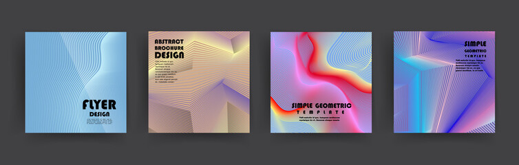 Covers templates set with graphic geometric elements. Applicable for brochures, posters, covers and banners. Vector illustrations.