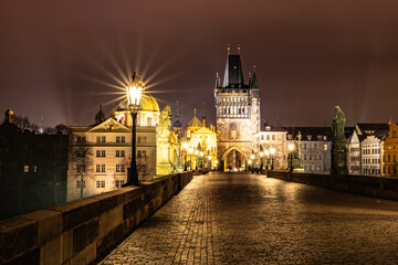 Obraz na płótnie Canvas Prague Charles Bridge by night
