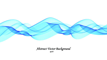 Blue abstract wave flow. Vector design element. Dynamic background.