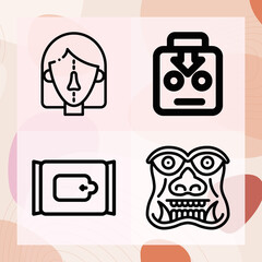 Simple set of fight related lineal icons