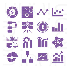 16 pack of vertex  filled web icons set