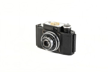 Fototapeta premium Old 35mm bakelite scaling film camera on white background.