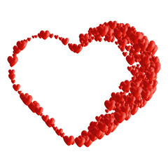 Many small vector hearts forming one big heart on white background. Valentines day design.