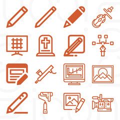 16 pack of cut up  lineal web icons set