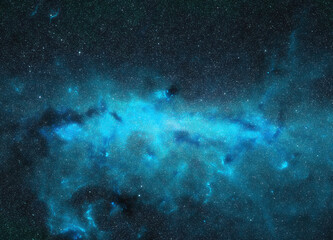 The Milky way galaxy center at blue light. Science astronomy concept wallpaper. Elements of this image were furnished by NASA, ESA