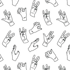 Vectorized Hand Drawings In Bizarre Poses (Pattern)