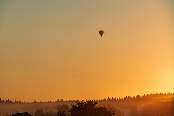 nice sunset with misty fog