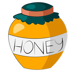 Single element jar of honey. Draw illustration in color
