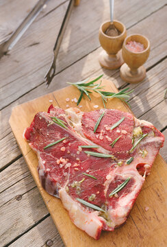 Raw meat and spices ready for barbecue