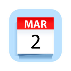 March 2. Calendar Icon. Vector Illustration.
