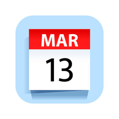 March 13. Calendar Icon. Vector Illustration.