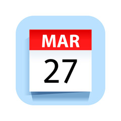 March 27. Calendar Icon. Vector Illustration.