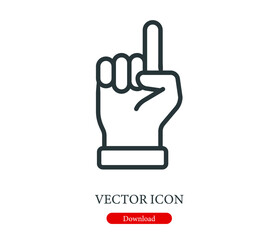 hand up vector icon.  Editable stroke. Linear symbol for use on web and mobile apps, logo, Print media. Line illustration. Vector isolated on white  background
