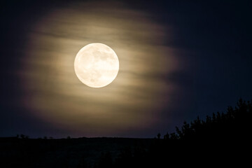 Fototapeta na wymiar Full moon rising behind Mt.