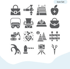 Simple set of dam related filled icons.