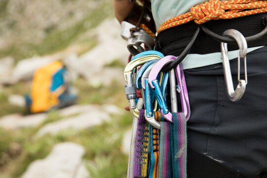 Rock Climbing Equipment on Harness