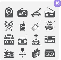 Simple set of fm related filled icons.
