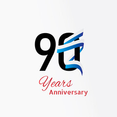 years anniversary logotype with single line black and white blue color for celebration