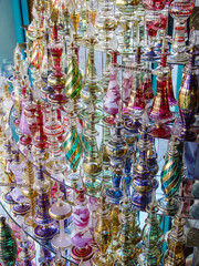 Showcase with beautiful perfume bottles. Egypt