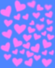 Sky blue background of pink hearts 