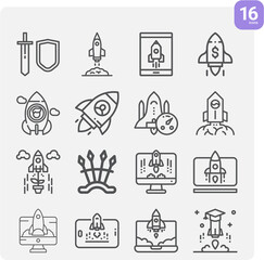 Simple set of missiles related lineal icons.