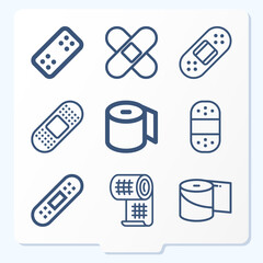 Simple set of 9 icons related to bandage