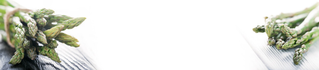 Fresh green asparagus. Long banner