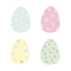 Easter holiday symbol colorful decorated eggs in pastel tones, flat style vector illustration for spring festive time decor, greeting cards, invitations, banners, web design