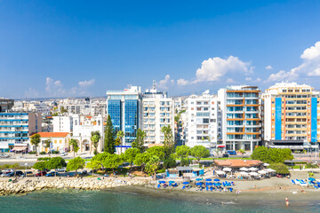 Fototapeta na wymiar Cyprus. Drone shot of Limassol seafront