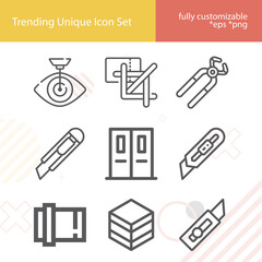 Simple set of die related lineal icons.