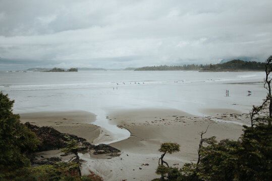Exploring Cox Bay in Tofino, British Columbia on a foggy morning