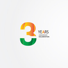 3 anniversary celebration logotype green and red colored. seventy eight years birthday logo on white background.