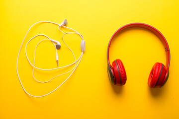 Musical concept. Stylish modern headphones