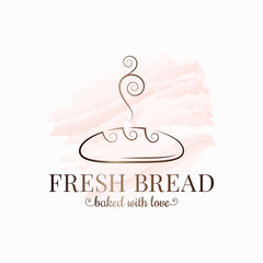 Bread bakery watercolor logo on white background