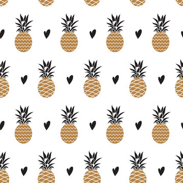 seamless pattern with pineapple tropical fruit