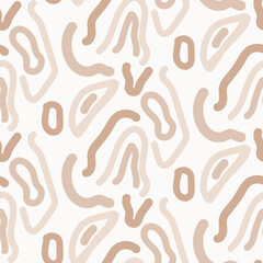 Abstract curled strokes shapes seamless pattern. Background for paper wrap, textile, package and print design.