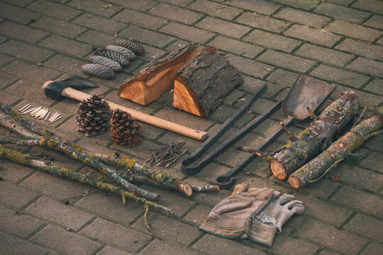 Ready for winter. Objects to make fire.