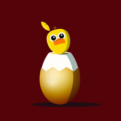 Chicken on Boiled Egg with Shell