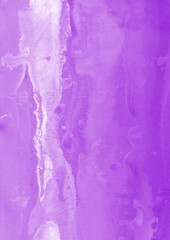 Purple ink and watercolor texture on white paper background. Gradient paint strokes and decalcomania effect. Hand-painted gouache abstract image. Mess on the canvas.