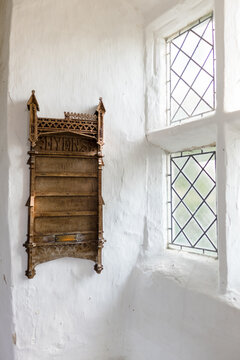 Old wooden hymn board in a church