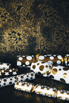 Golden christmas crackers