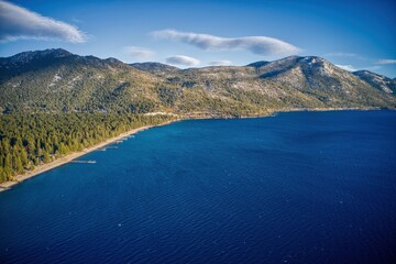 Aerial View of the Vacation Community of Incline Village on Lake Tahoe in Winter