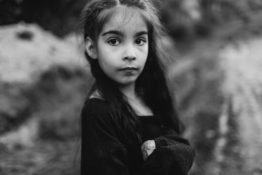 Brave little girl looking into the camera