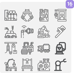 Simple set of industrialization related lineal icons.