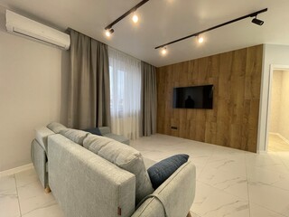 modern living room with sofa and tv