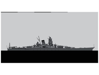 IJN YAMATO 1941. Imperial Japanese Navy battleship. Vector image for illustrations and infographics.
