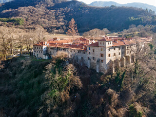Fototapeta na wymiar Aerial view of Medieval Bachkovo Monastery, Bulgaria