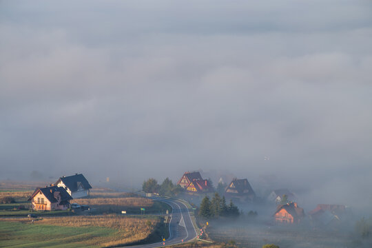Village in the ocean of mist