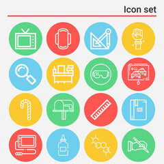 16 pack of school  lineal web icons set