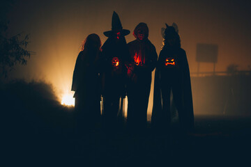 Group of people in halloween